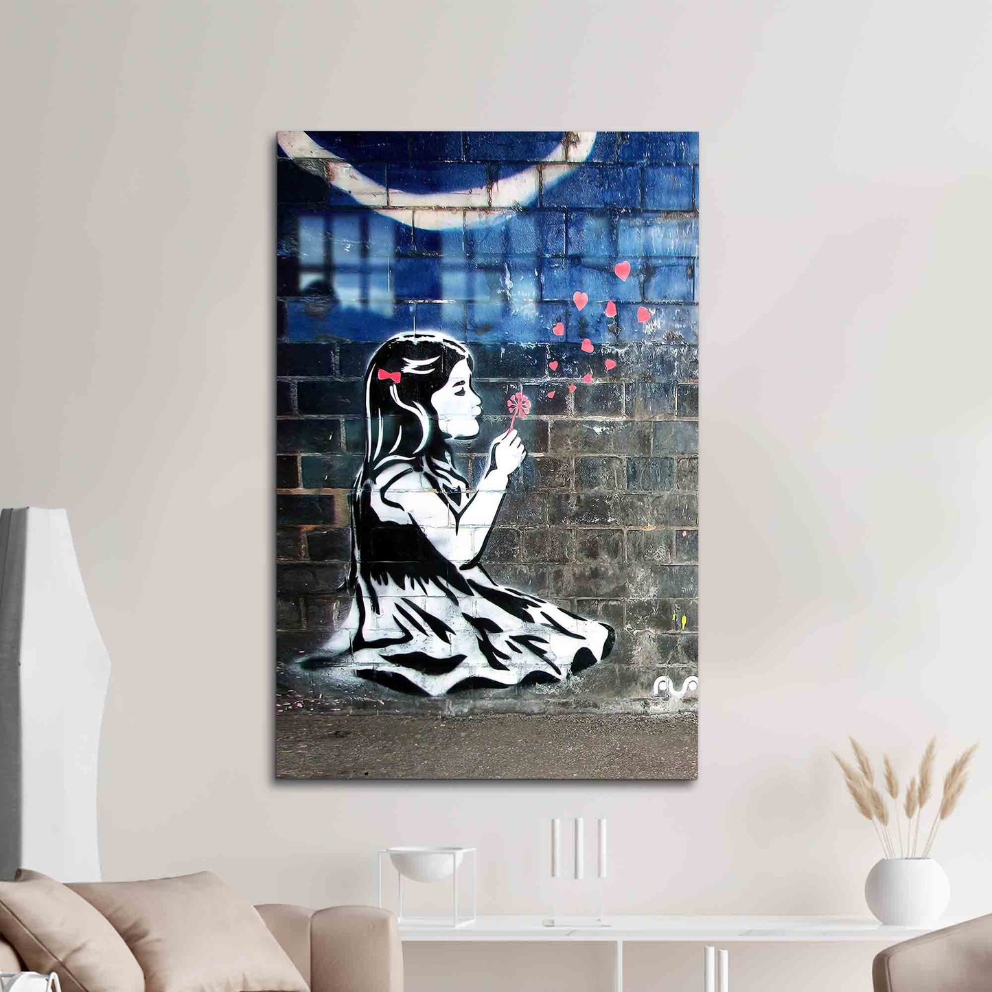 Banksy Abstract Graffiti Design Glass Wall Art