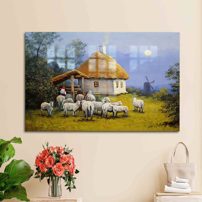 Village Landscape and Glass Wall Art