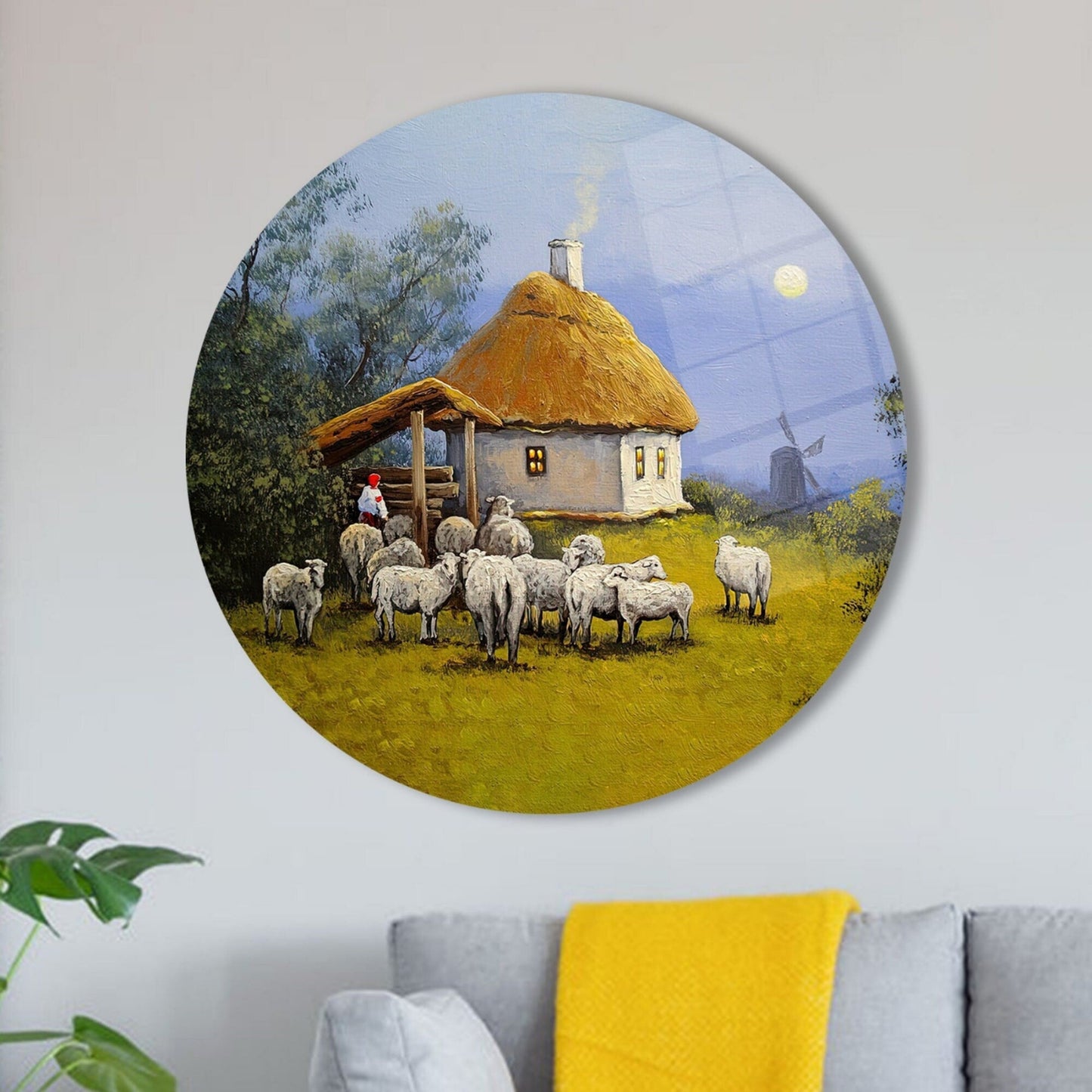 Village Landscape and Glass Wall Art