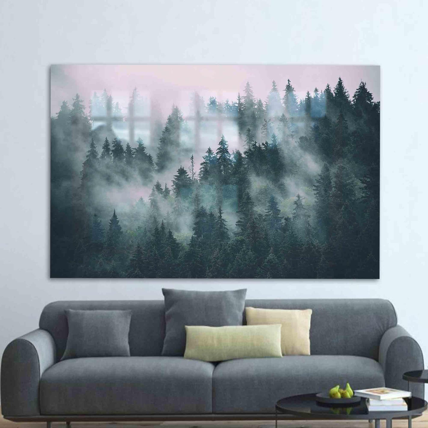 Misty Forest Nature Landscape Glass Wall Art