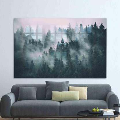 Misty Forest Nature Landscape Glass Wall Art