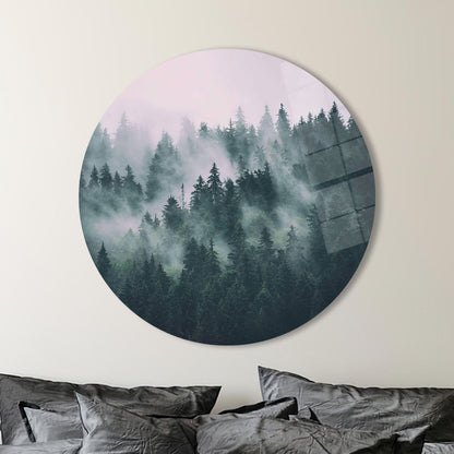 Misty Forest Nature Landscape Glass Wall Art