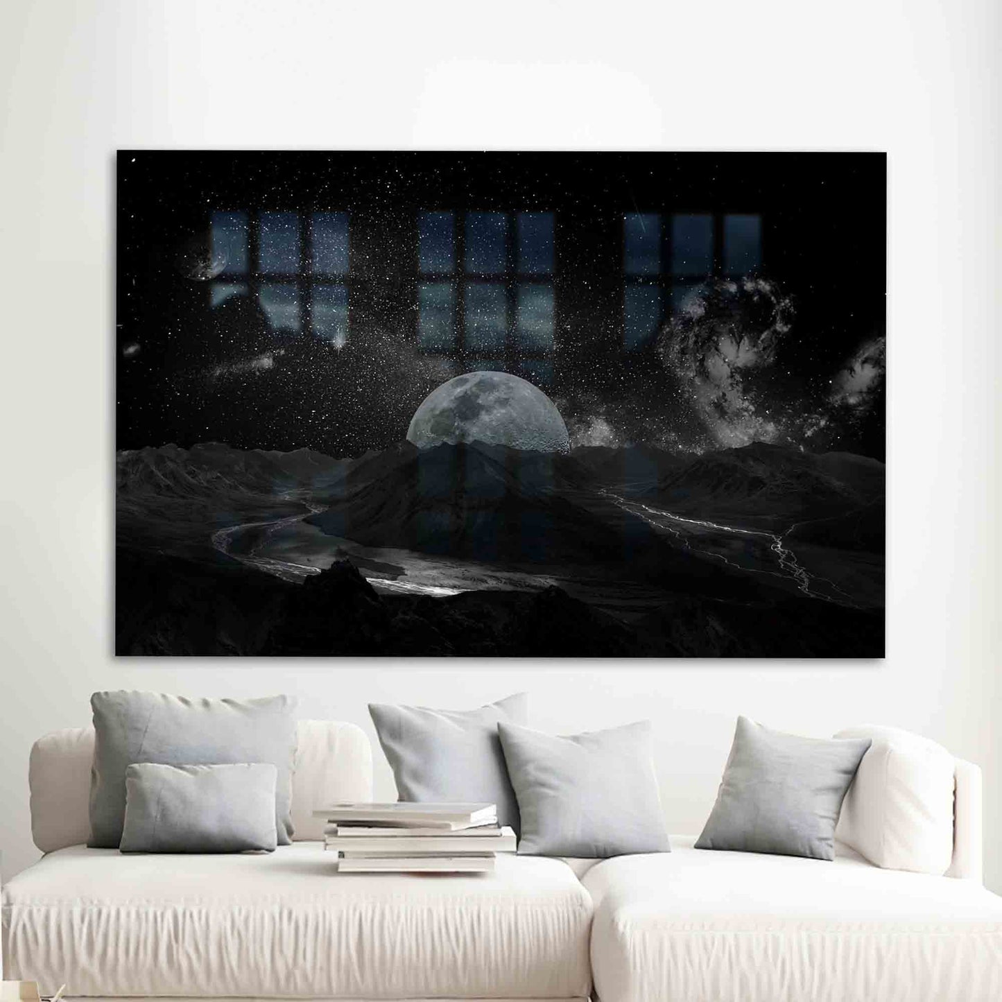 Starry Sky Landscape Full Glass Wall Art
