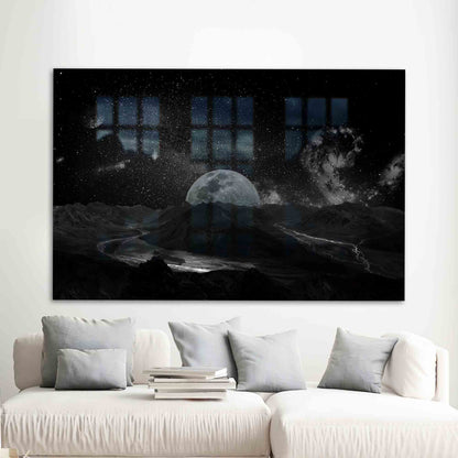 Starry Sky Landscape Full Glass Wall Art