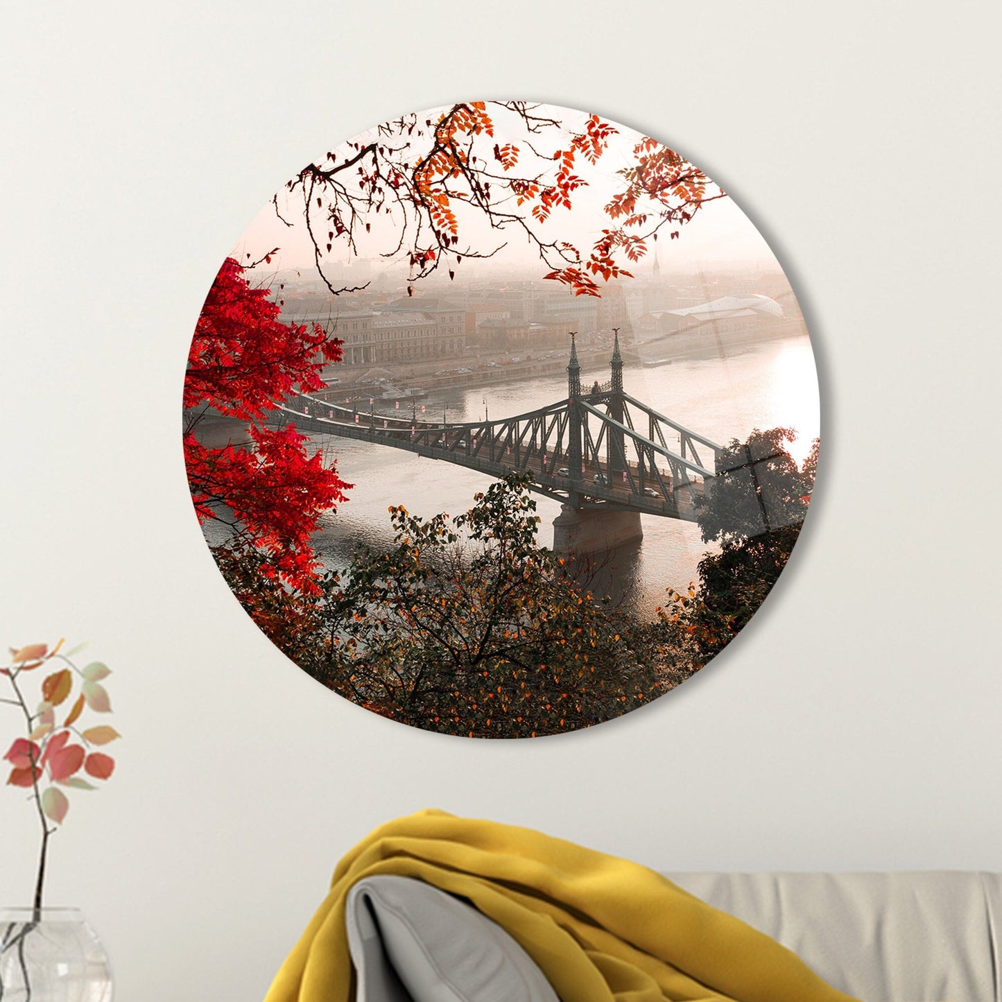 Red Tree Glass Wall Art