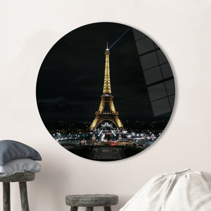 Eiffel Tower Night City Glass Wall Art