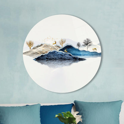 Gold Abstract Mountain Glass Wall Art