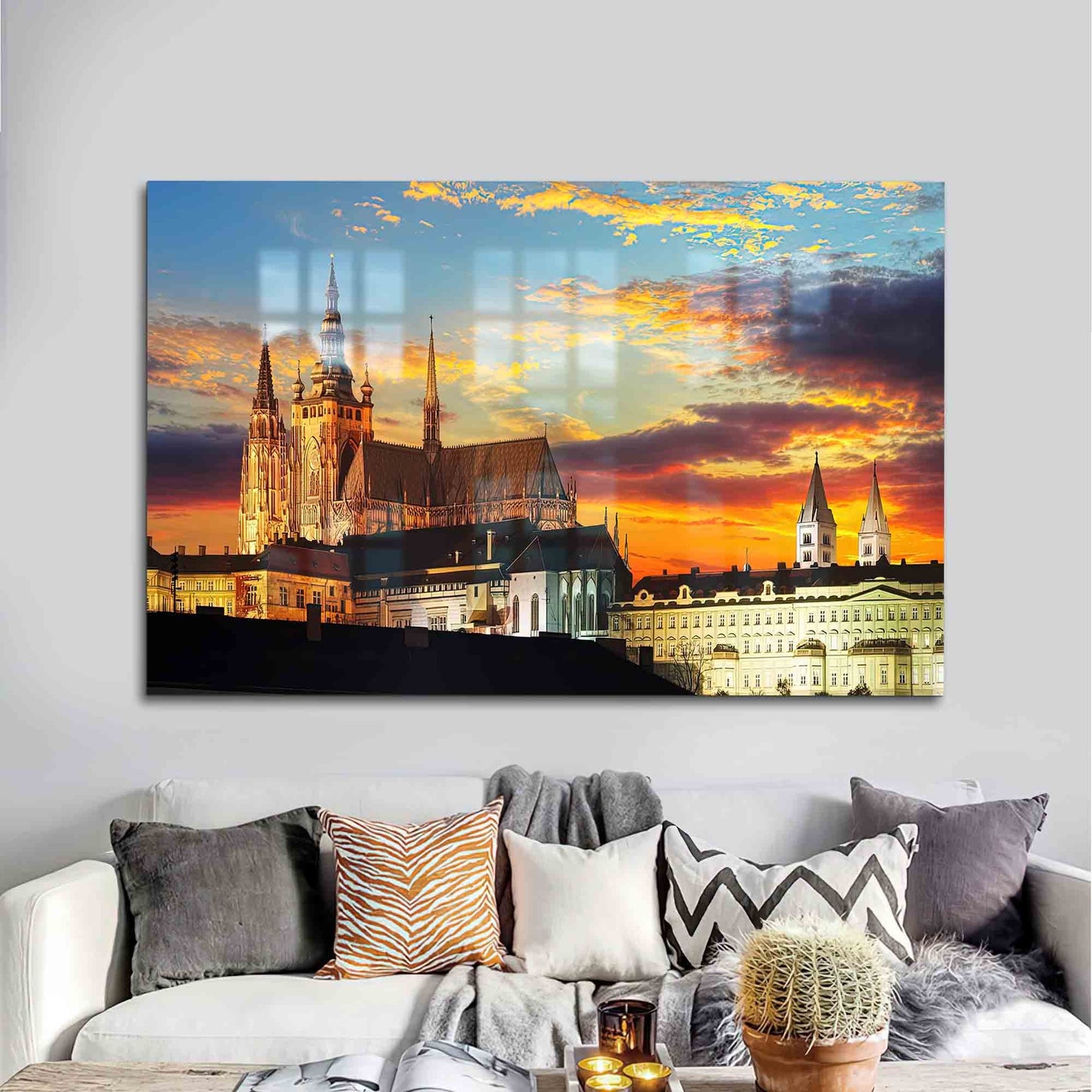 Landscape Sunset Cityscape Glass Wall Art