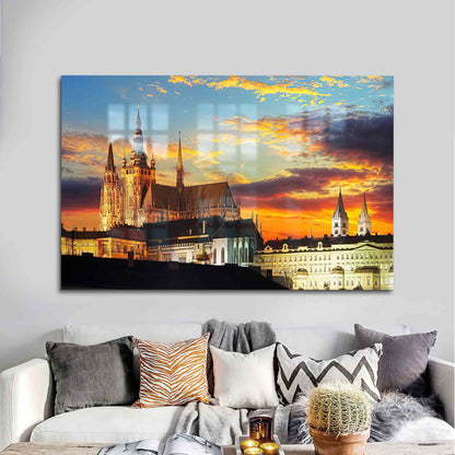 Landscape Sunset Cityscape Glass Wall Art