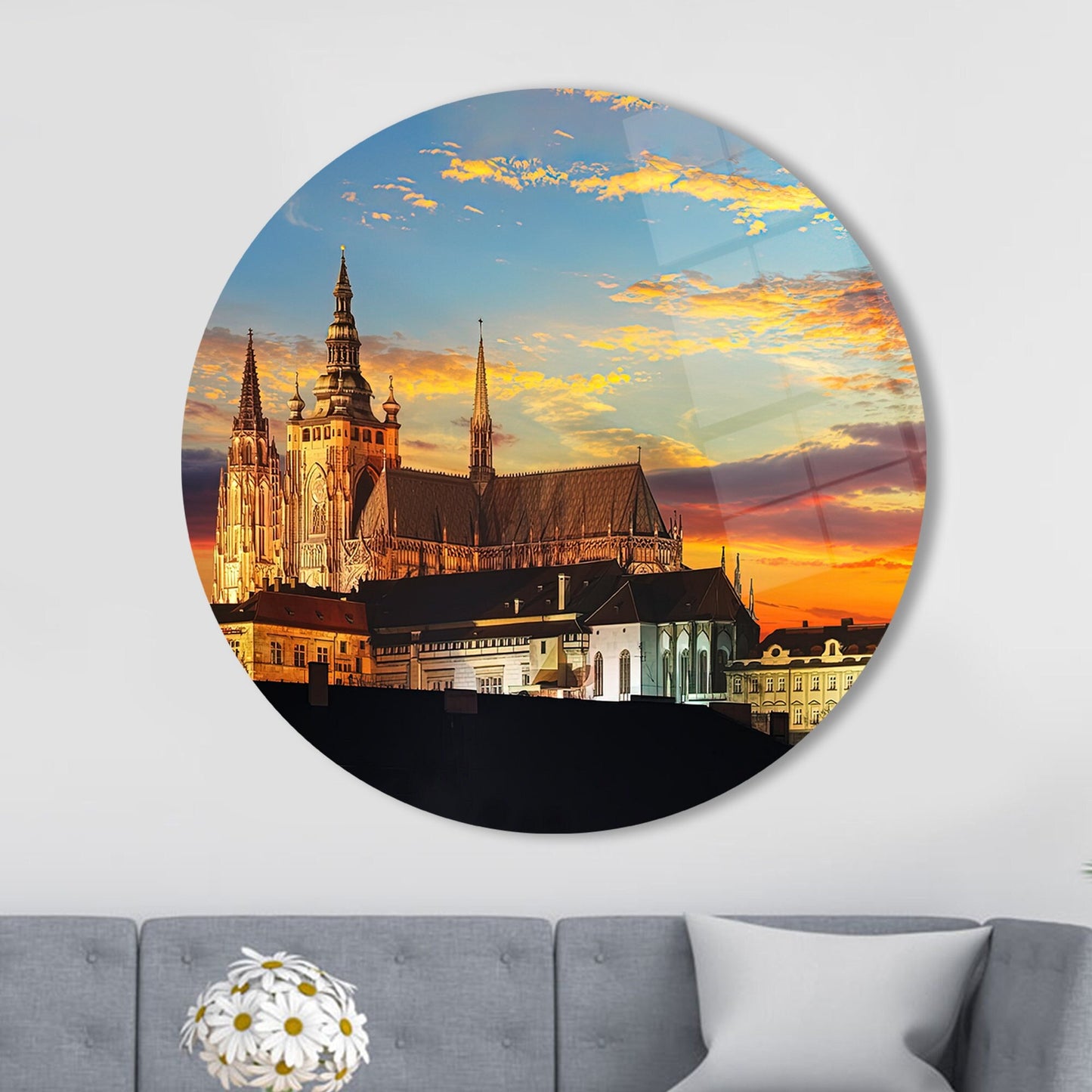 Landscape Sunset Cityscape Glass Wall Art