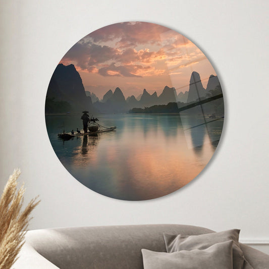 Glass Wall Decor: Guilin China Landscape Photography Art Print
