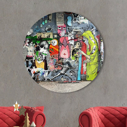 Colorful Banksy Graffiti Abstract Glass Wall Art