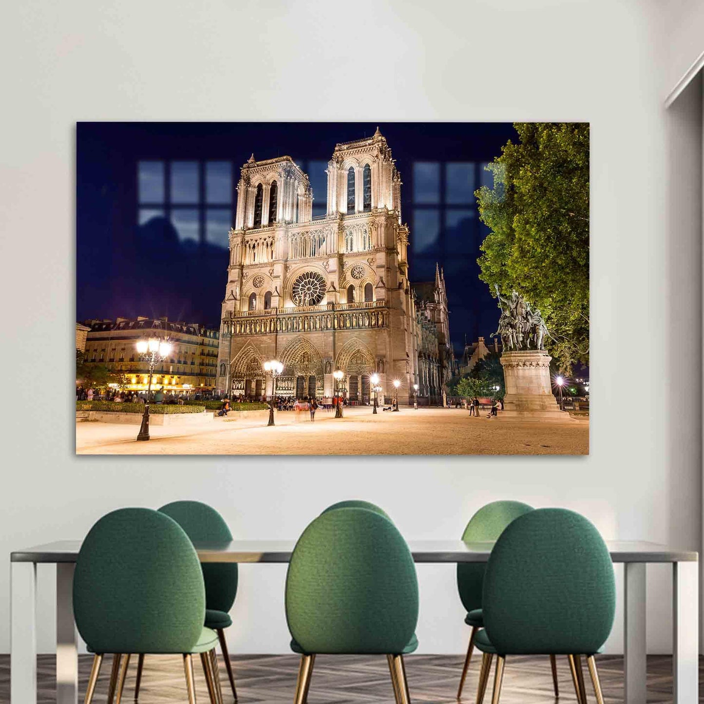 Cityscape France Night Glass Wall Art
