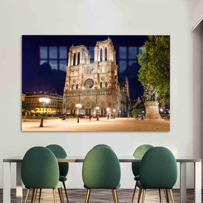 Cityscape France Night Glass Wall Art