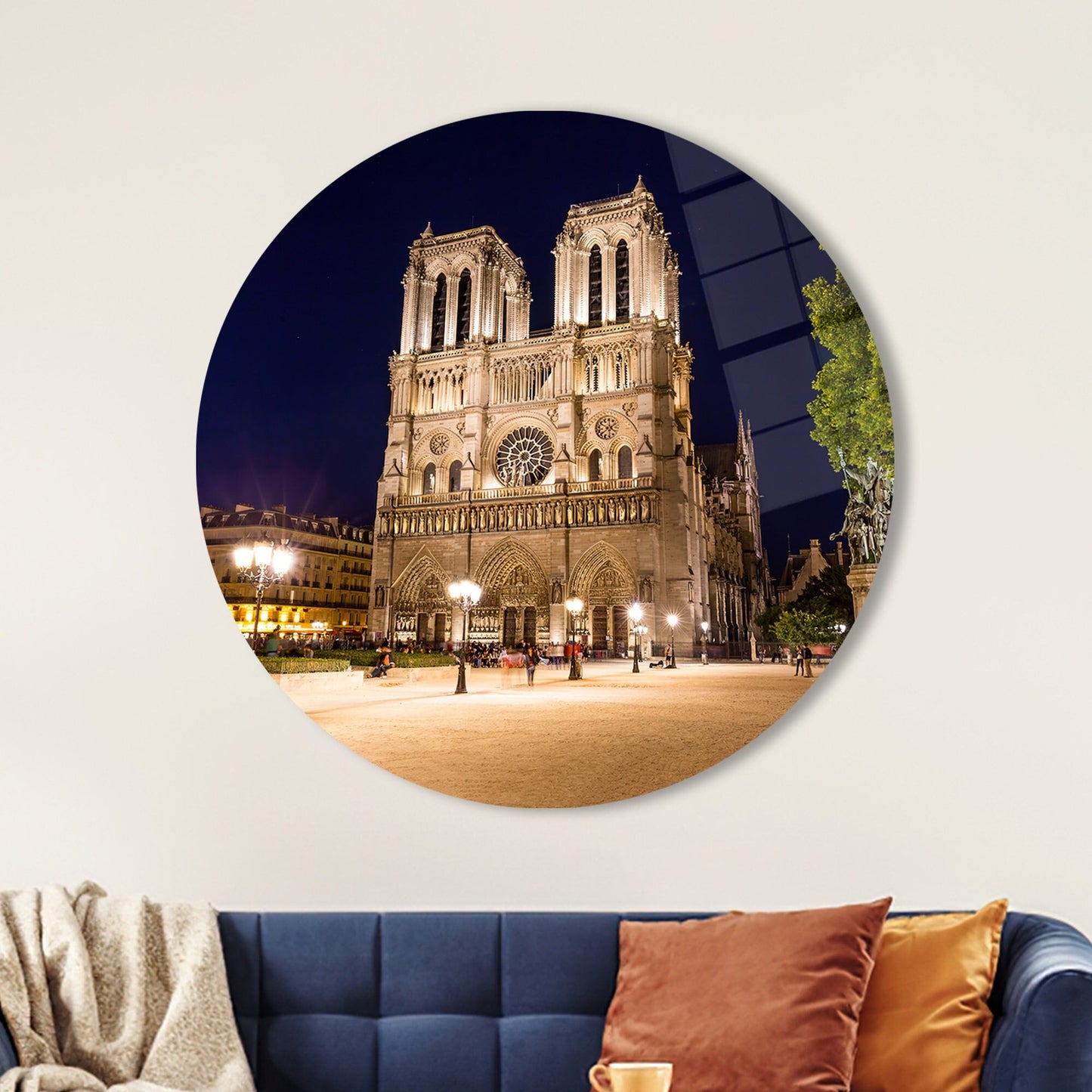 Cityscape France Night Glass Wall Art