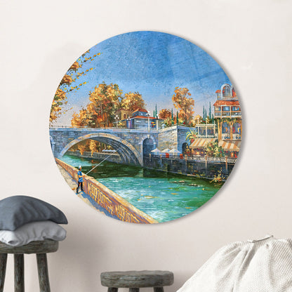 Autumn Landscape Sochi River Glass Wall Art