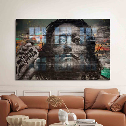 Salvador Dali Graffiti Painting Glass Wall Art
