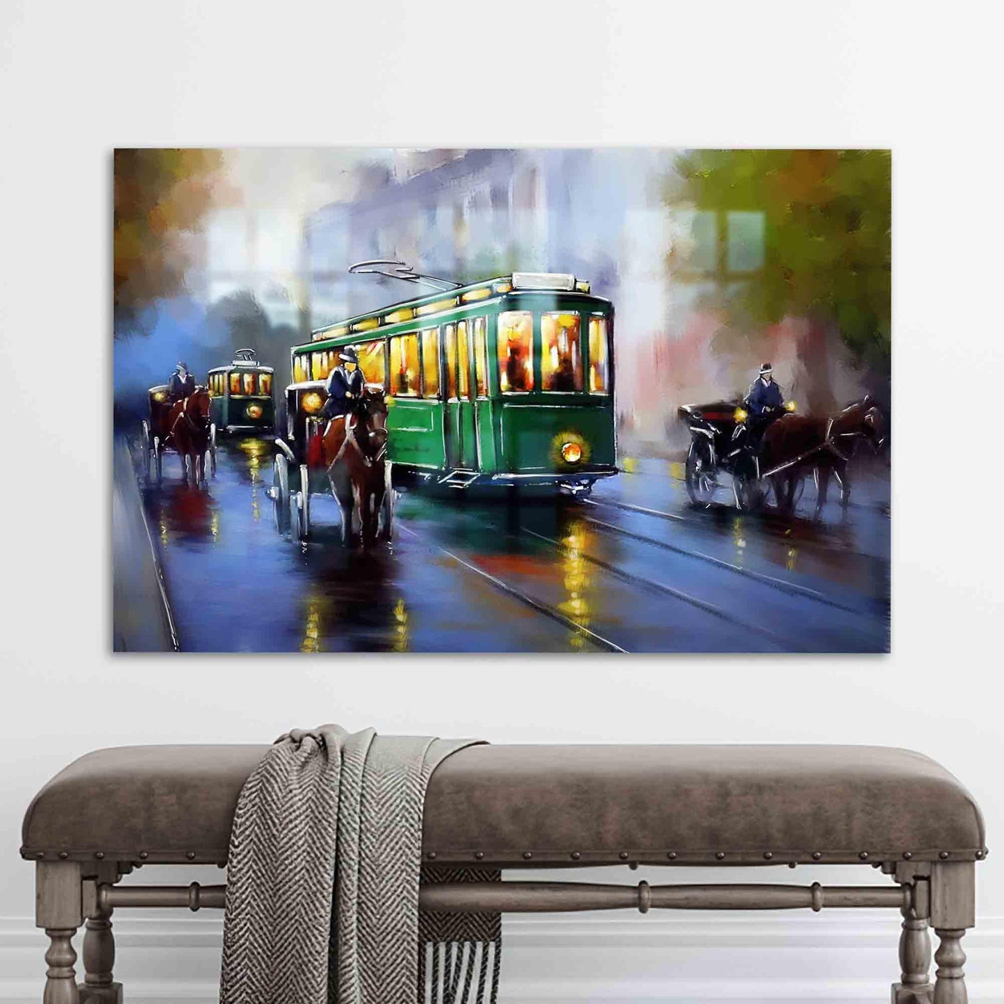 Old Tram Street Glass Wall Art