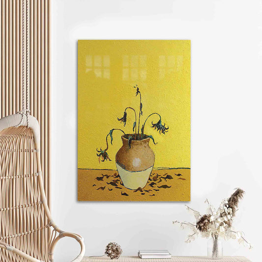 Graffiti Glass Wall Art: Banksy Sunflower Painting on Premium Glass