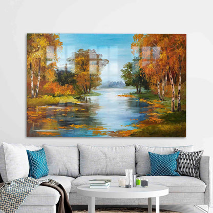 Autumn Landscape Glass Wall Art