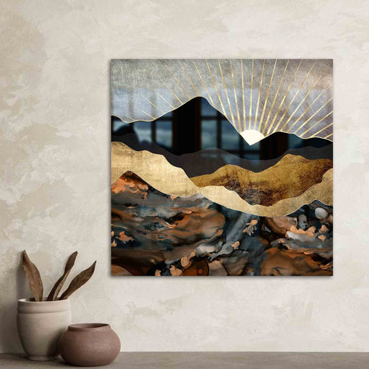 Abstract Mountain Landscape Glass Wall Art - Tempered Glass Wall Decor