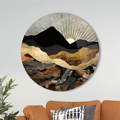 Abstract Mountain Landscape Glass Wall Art - Tempered Glass Wall Decor