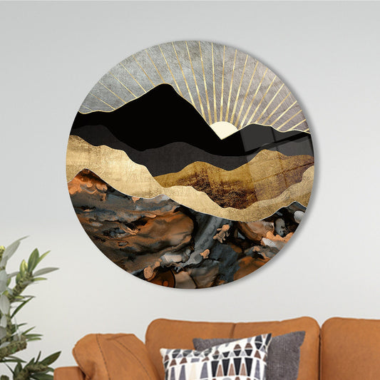 Abstract Mountain Landscape Glass Wall Art - Tempered Glass Wall Decor