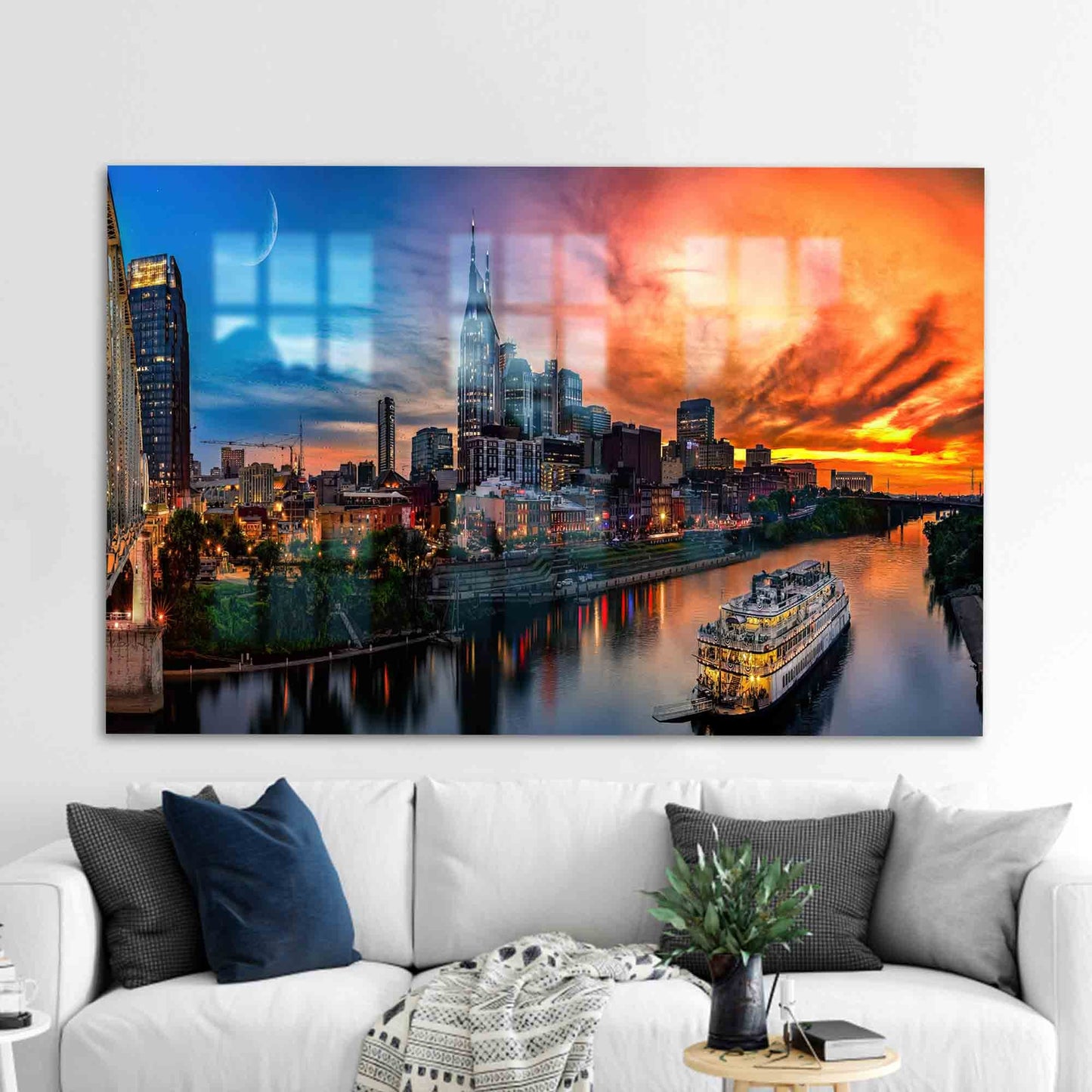 Moon Landscape Glass Wall Art