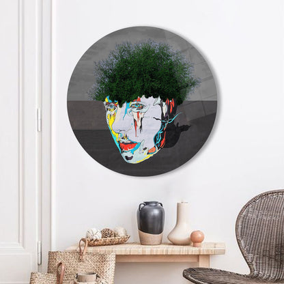 Surreal Man Portrait Abstract Glass Wall Art