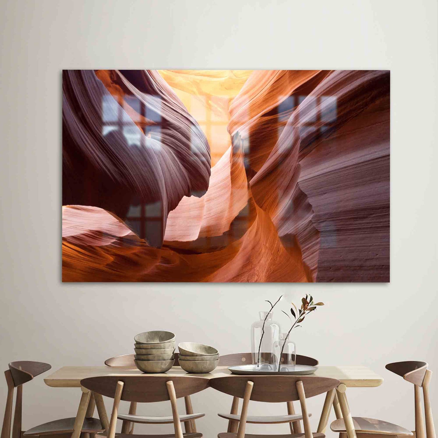 Antelope Canyon Photography on Tempered Glass Wall Art, Canyon Wall Decor