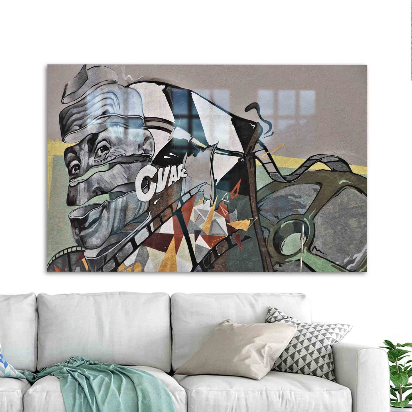 Abstract Man Surrealism Printing Glass Wall Art