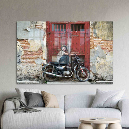 Children Bicycle Abstract Penang Glass Wall Art