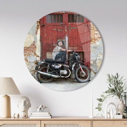Children Bicycle Abstract Penang Glass Wall Art