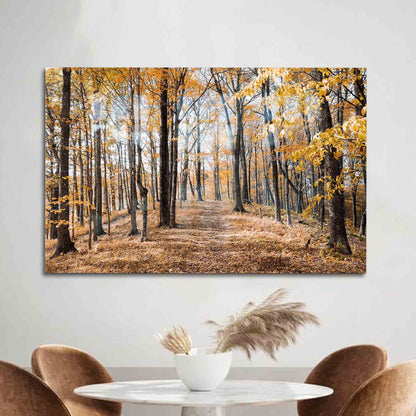 Autumn Leaves Tree Forest Glass Wall Art