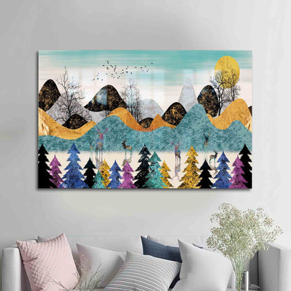 Abstract Forest Glass Wall Decor - Elegant Glass Art for Modern Spaces