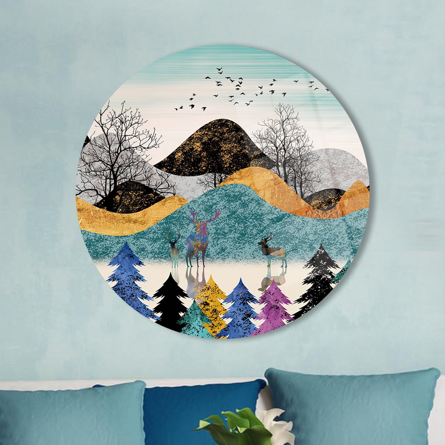 Abstract Forest Glass Wall Decor - Elegant Glass Art for Modern Spaces