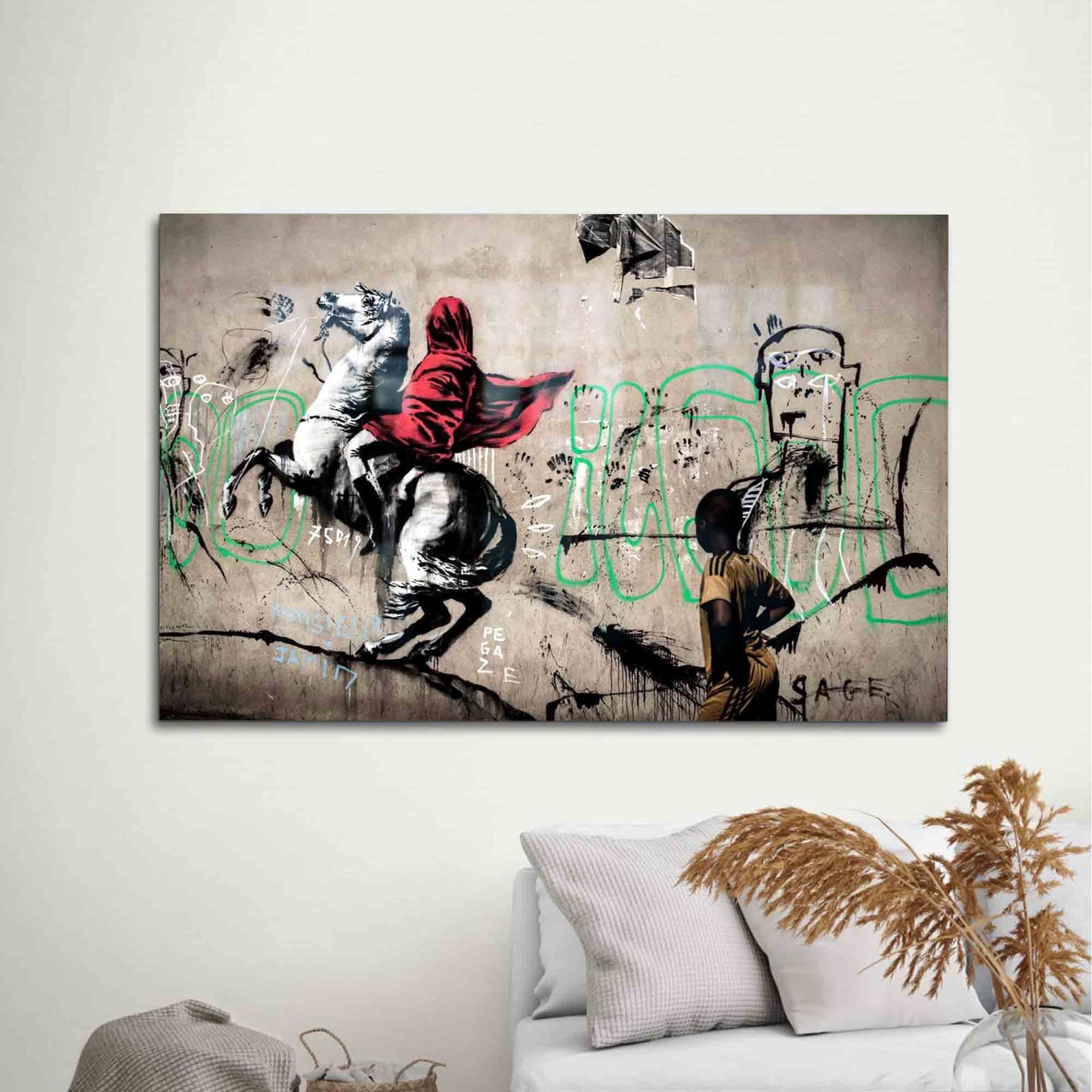 Banksy Horse Rider Street Glass Wall Art