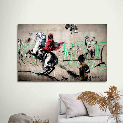 Banksy Horse Rider Street Glass Wall Art