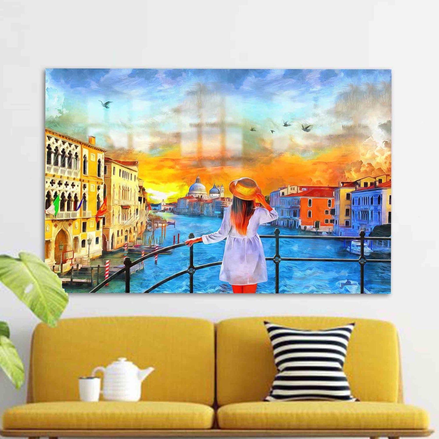 Grand Canal Italy Oil Glass Wall Art