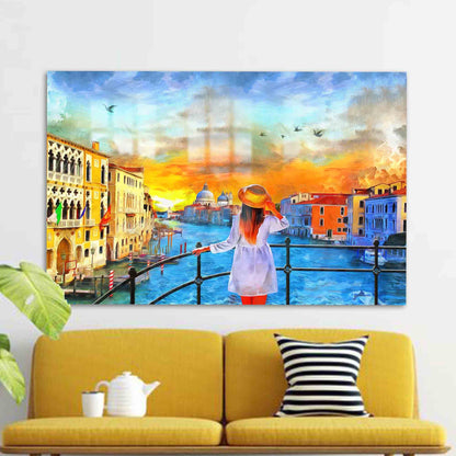 Grand Canal Italy Oil Glass Wall Art