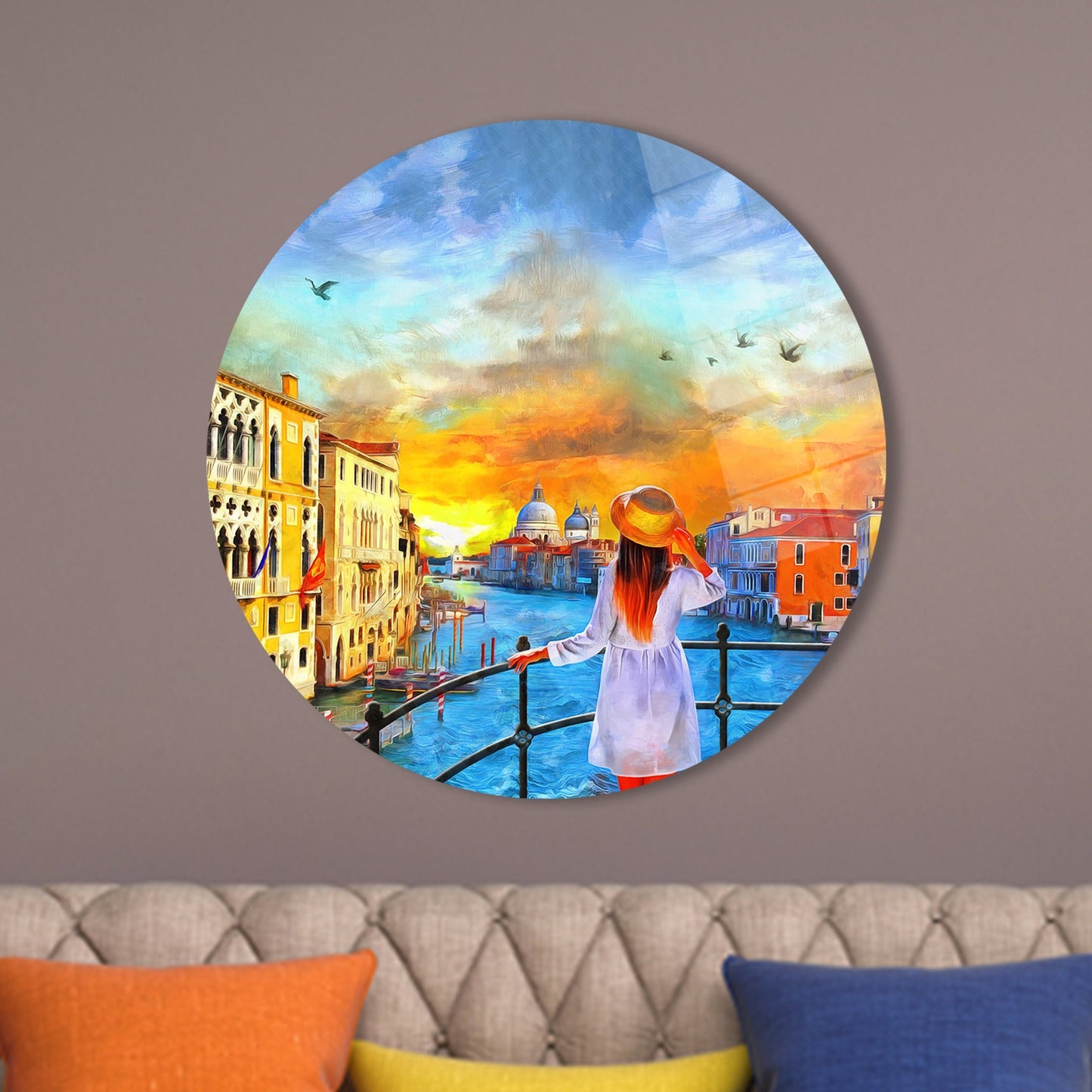 Grand Canal Italy Oil Glass Wall Art