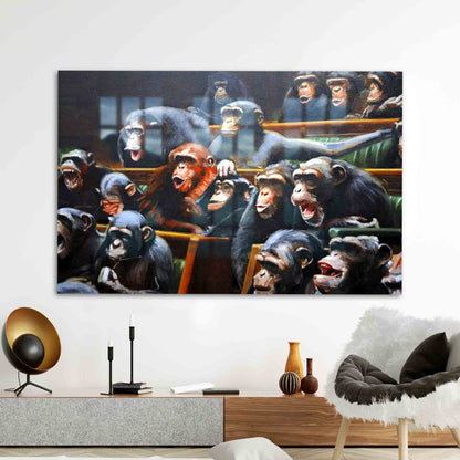 Banksy Monkeys Parliament Vibrant Glass Wall Art