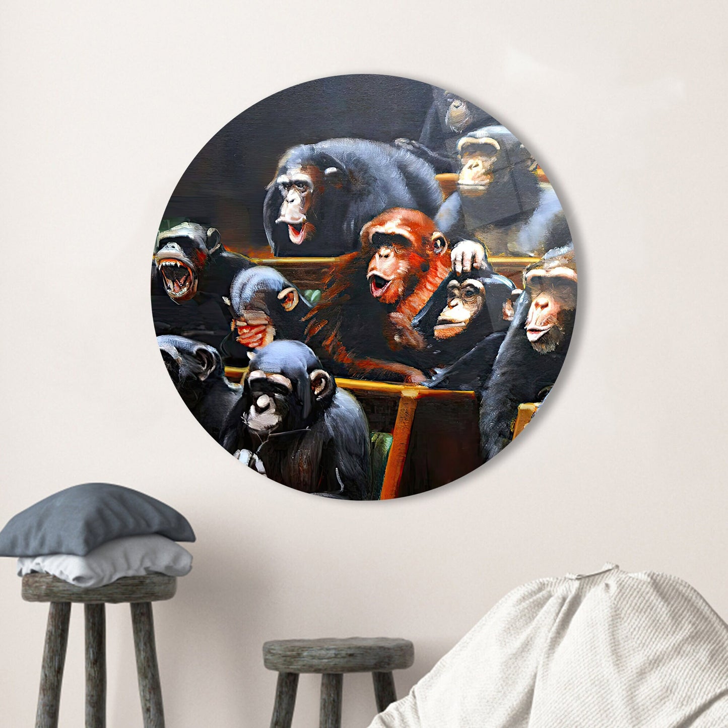 Banksy Monkeys Parliament Vibrant Glass Wall Art