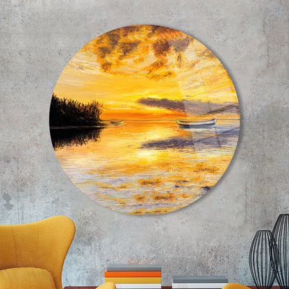 Sunset Landscape Abstract Seascape Glass Wall Art