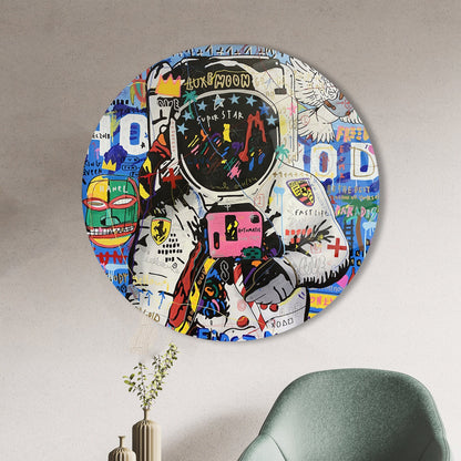 Astronaut Graffiti Banksy Design Glass Wall Art