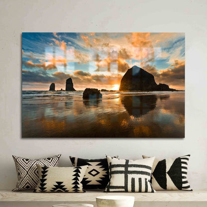 Oregon Coast Haystack Rock Glass Wall Art