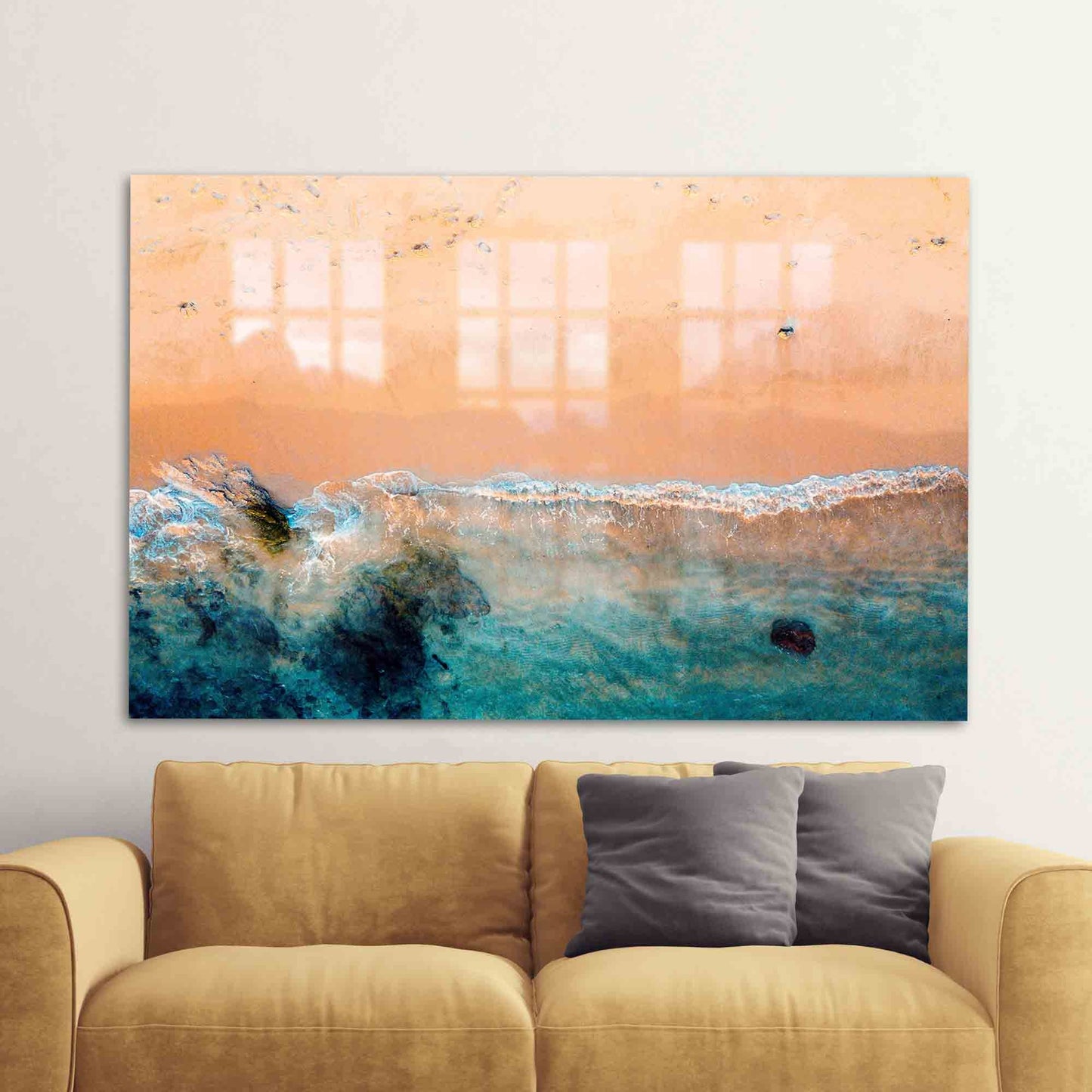 Sea Landscape Wave Design Glass Wall Art