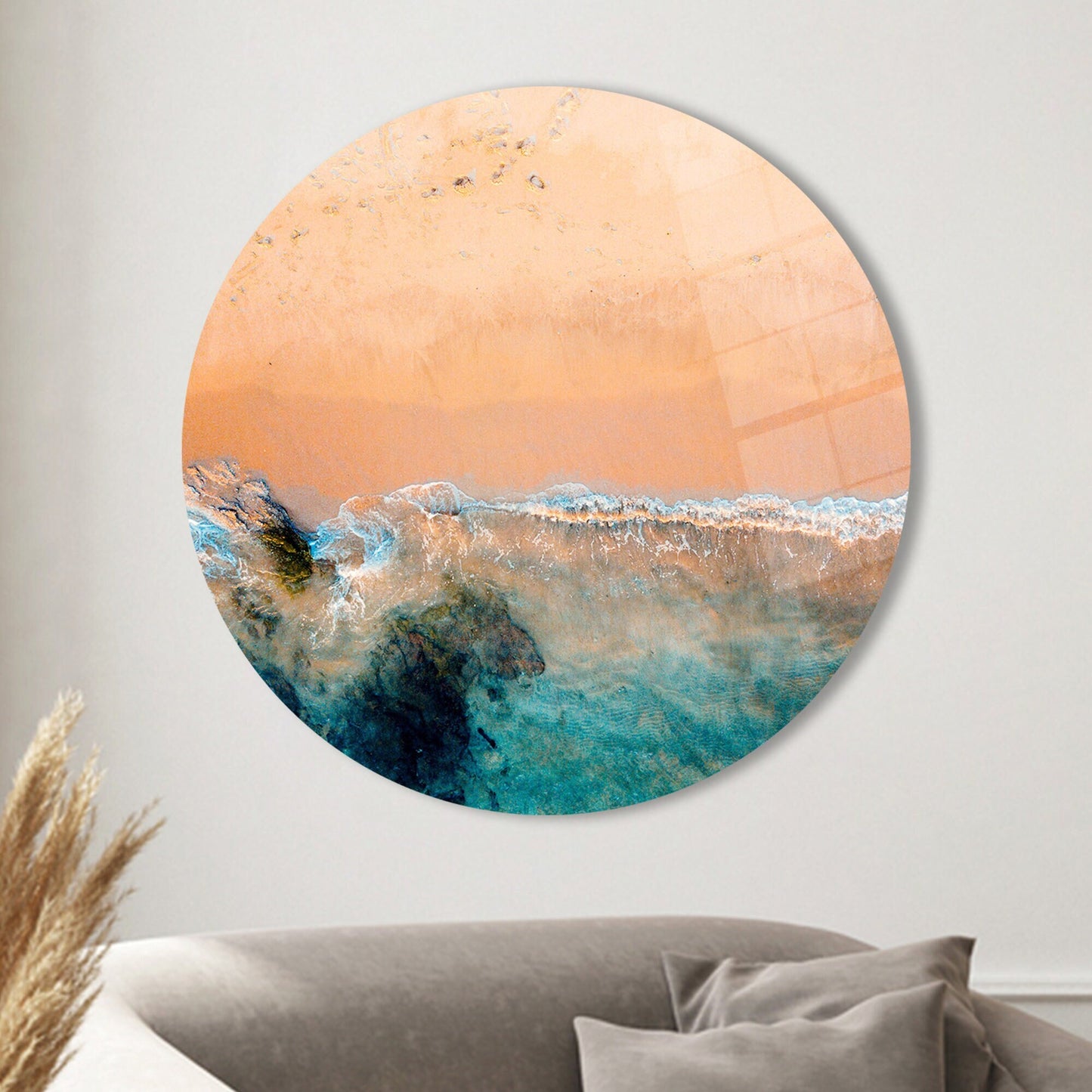 Sea Landscape Wave Design Glass Wall Art
