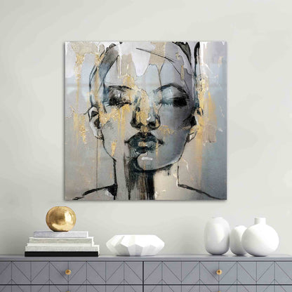 Gold Abstract Portrait Printing Glass Wall Art
