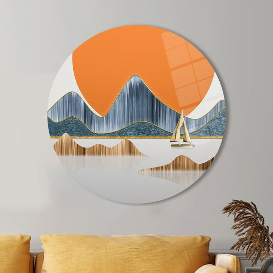 Tempered Glass Abstract Landscape Wall Decor - Clear Glass Art Print